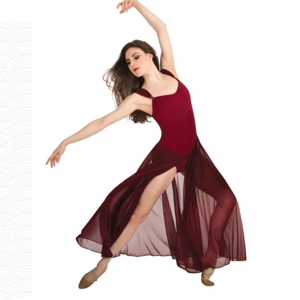 NWT Body Wrappers Sweetheart Neckline Contemporary Dance Costume Burgundy P755 L
